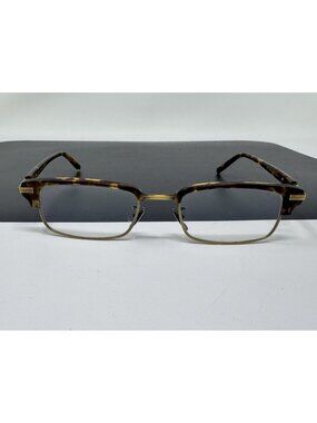LUNOR Titanium Square Eyeglasses Mod.80 Combi 2 Antique Gold  & Havana